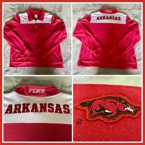 Victoria’s Secret PINK Arkansas Razorback Collegiate Red Bling Zip Sweatshirt